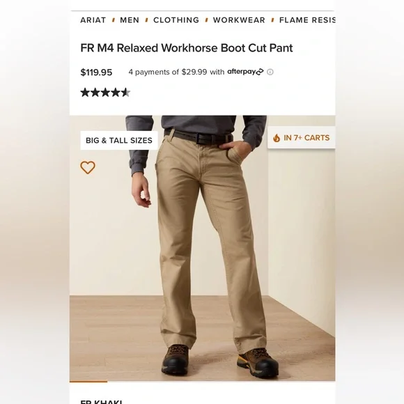 Ariat Men's FR Tan Pants - Picture 5 of 7